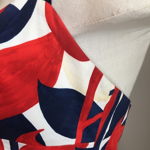 Milly Sundress in a Red, White and Blue leaf print - Picture 6 of 7